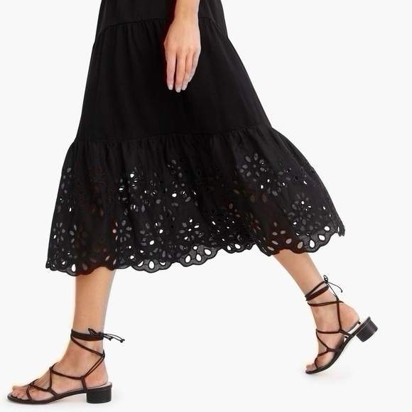 NEW J.Crew Cotton Maxi Eyelet Tiered Bottom Black Dress XXS - Picture 4 of 15